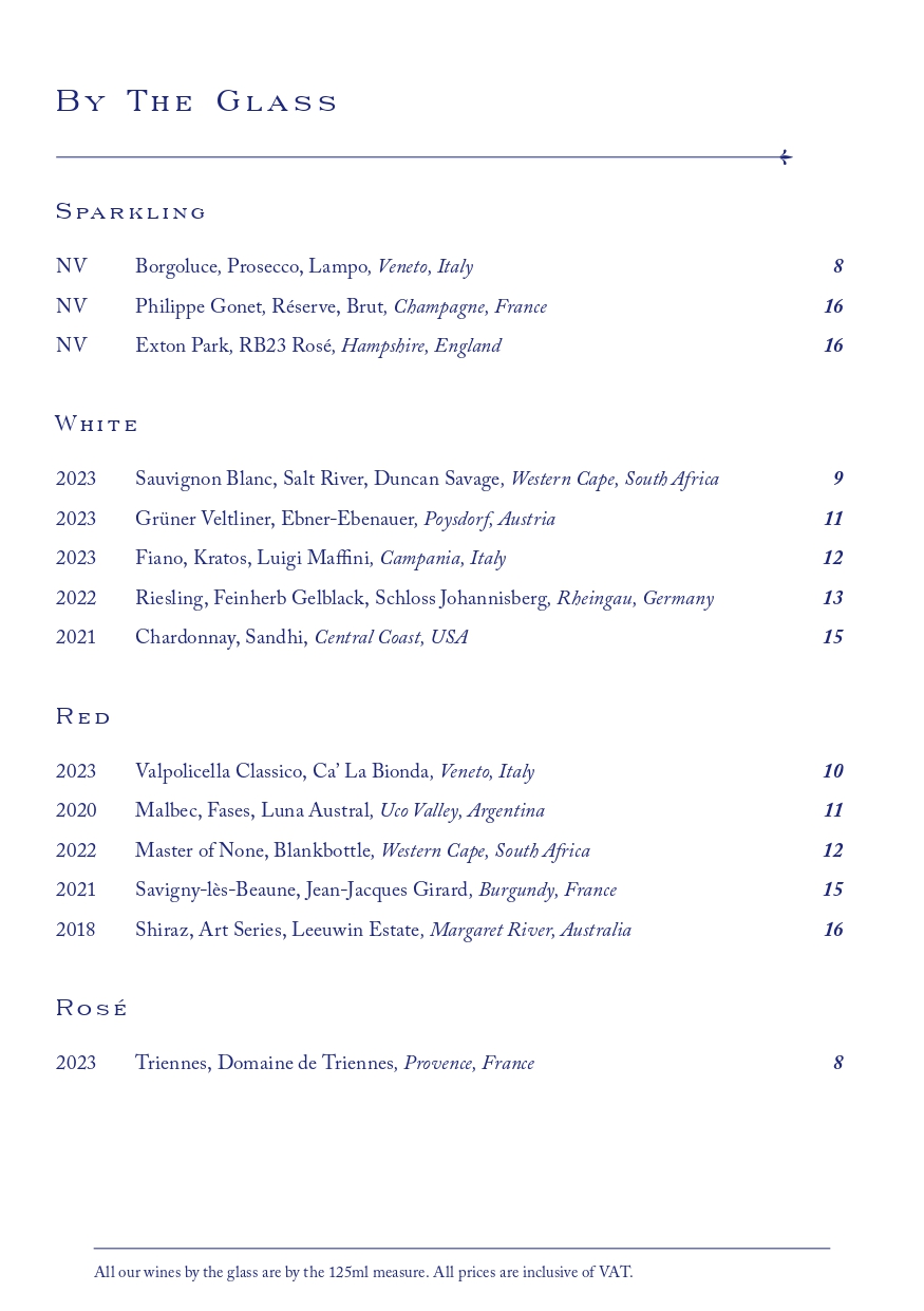 Ambassadors Wine List Menu