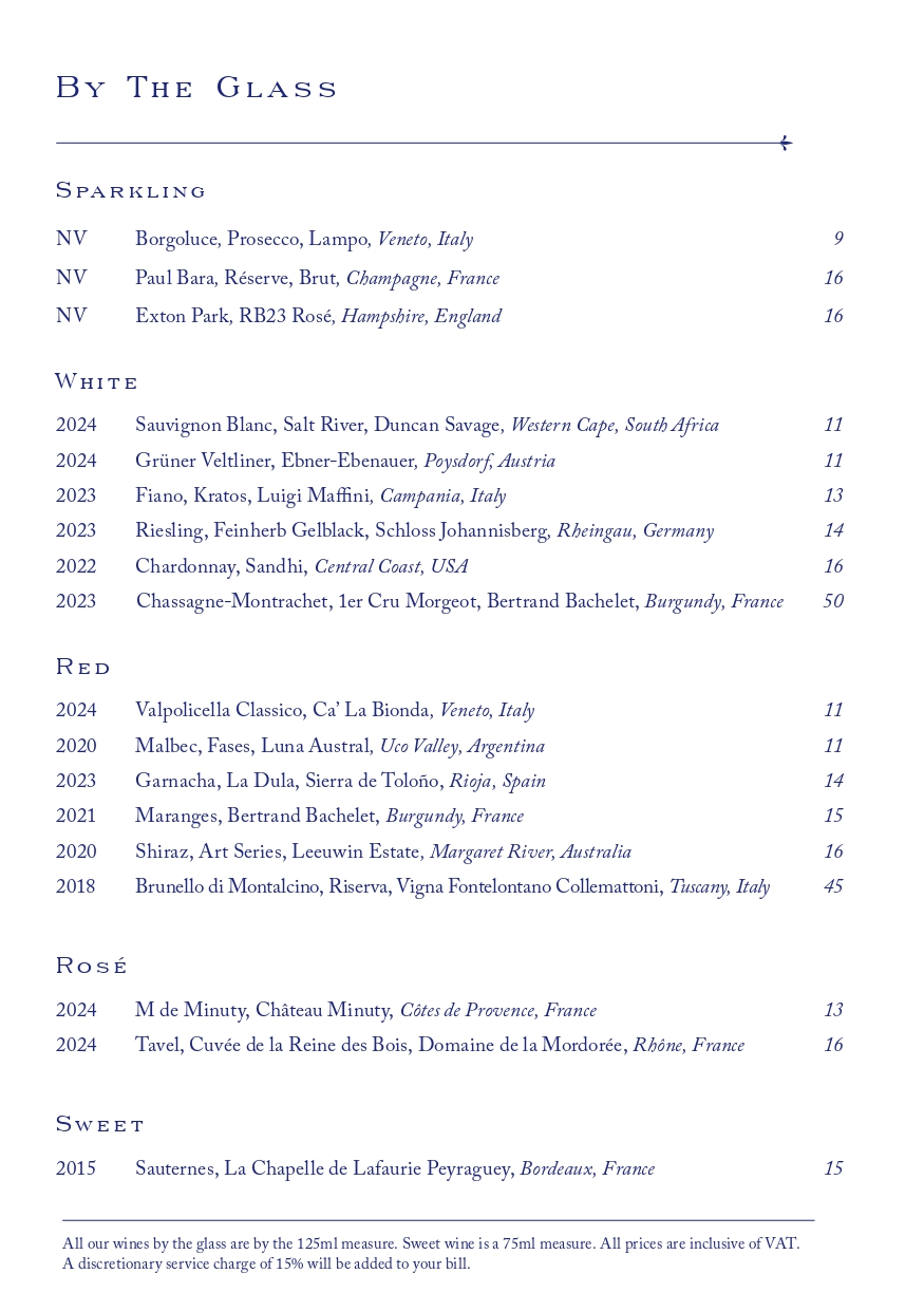 Ambassadors Wine List Menu