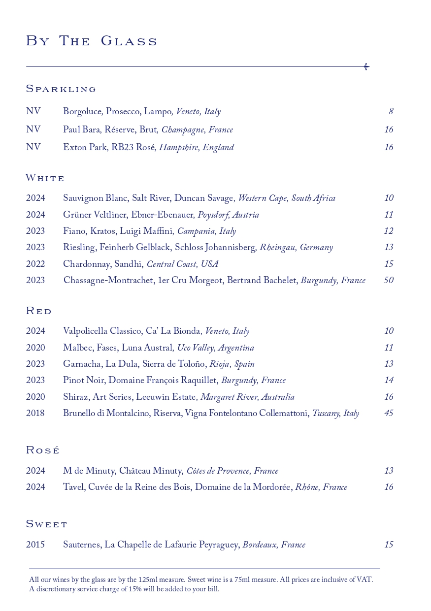 Ambassadors Wine List Menu