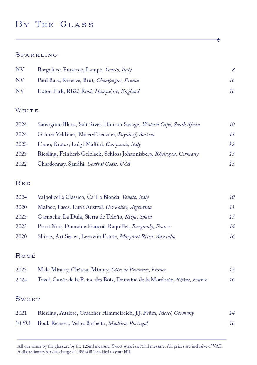 Ambassadors Wine List Menu