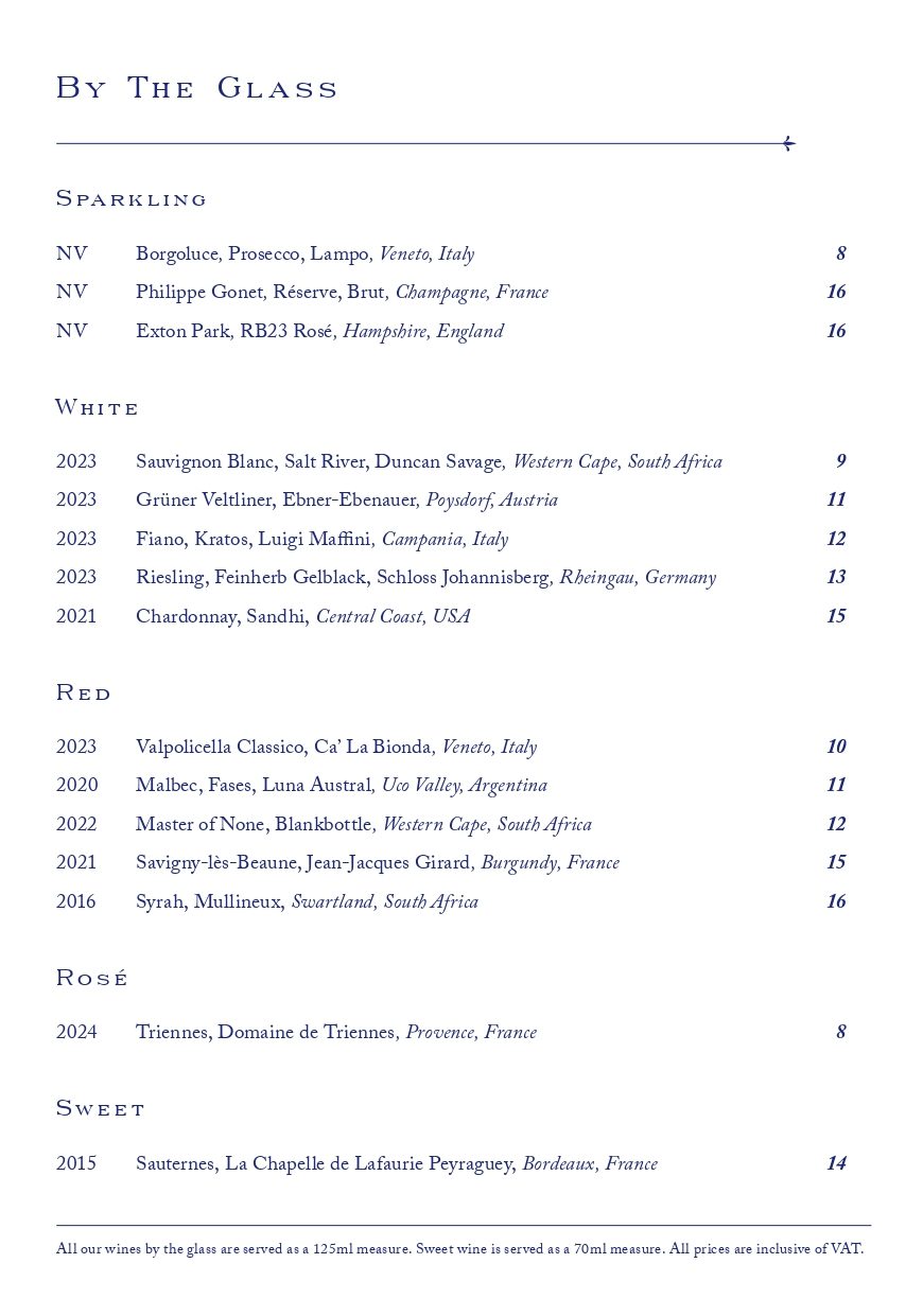 Ambassadors Wine List Menu