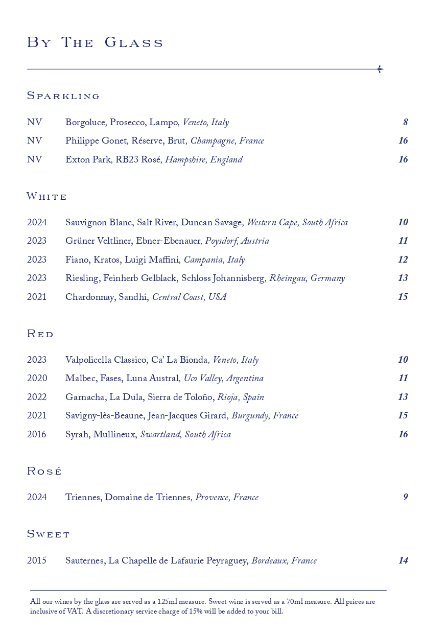 Ambassadors Wine List Menu