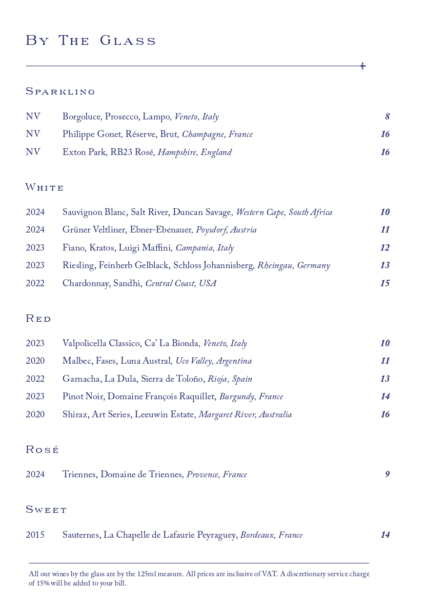 Ambassadors Wine List Menu