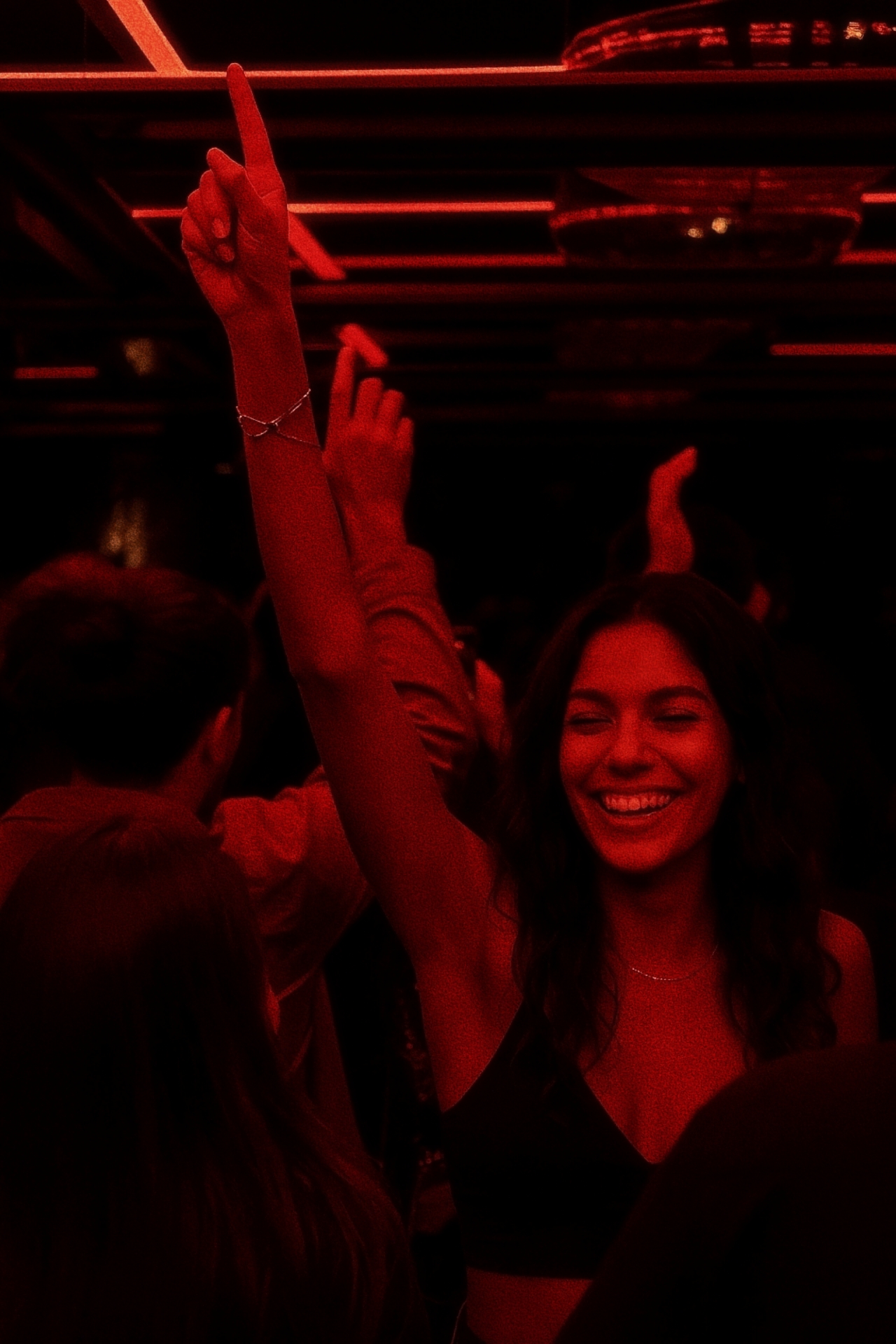 Lady smiling and dancing