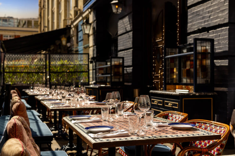 Outside dining at Ambassadors Clubhouse Mayfair